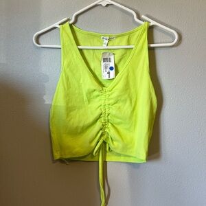 Derek Heart Vibrant Lime Ruched Crop Top